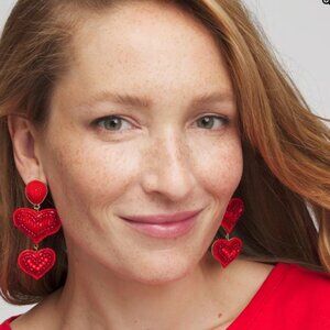 NWT Chico's Red Double Heart  No Droop Earrings